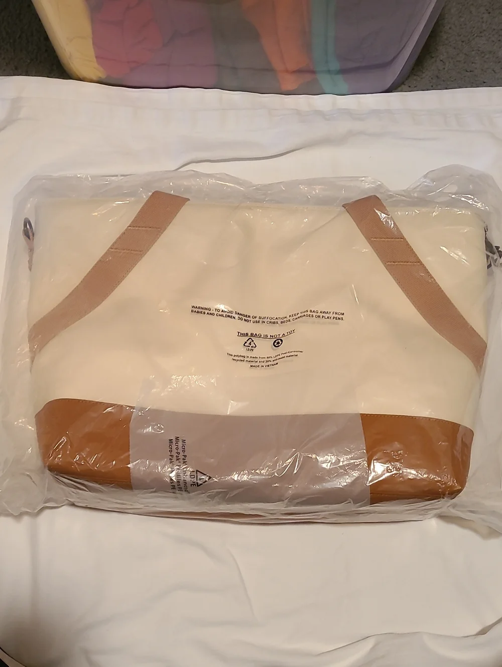 L.L. Bean Insulated Nor'easter Tote, NWT, Cream Tan Large Strong LL Bean